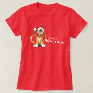 Happy Howl-i-days Christmas dog carol singing T-Shirt