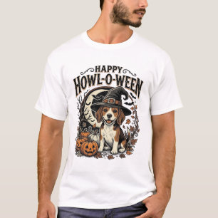 Happy Howl-O-Ween Beagle Witch Hat Halloween Shirt
