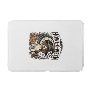 Happy Howl-O-Ween Beagle Witch Hat Halloween Shirt Bath Mat
