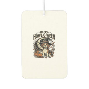 Happy Howl-O-Ween Beagle Witch Hat Halloween Shirt Car Air Freshener