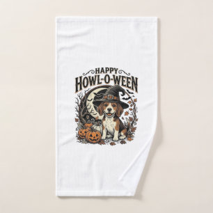 Happy Howl-O-Ween Beagle Witch Hat Halloween Shirt Hand Towel