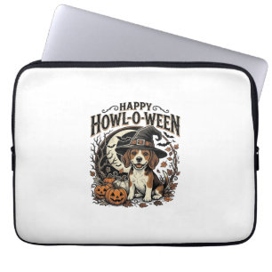 Happy Howl-O-Ween Beagle Witch Hat Halloween Shirt Laptop Sleeve