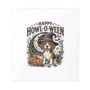 Happy Howl-O-Ween Beagle Witch Hat Halloween Shirt Notepad