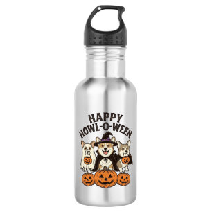 Happy Howl-O-Ween Corgi Halloween Dog Vector Desig 532 Ml Water Bottle