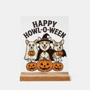 Happy Howl-O-Ween Corgi Halloween Dog Vector Desig Acrylic Sign