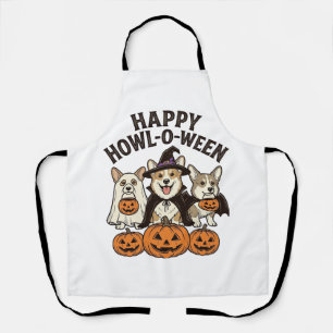 Happy Howl-O-Ween Corgi Halloween Dog Vector Desig Apron