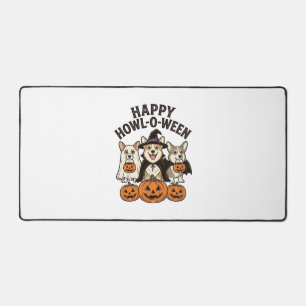 Happy Howl-O-Ween Corgi Halloween Dog Vector Desig Desk Mat