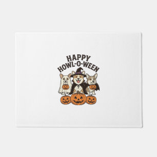 Happy Howl-O-Ween Corgi Halloween Dog Vector Desig Doormat