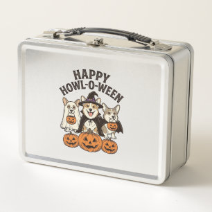 Happy Howl-O-Ween Corgi Halloween Dog Vector Desig Metal Lunch Box