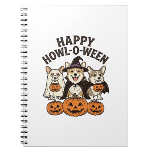 Happy Howl-O-Ween Corgi Halloween Dog Vector Desig Notebook