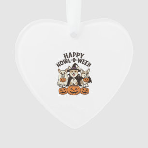 Happy Howl-O-Ween Corgi Halloween Dog Vector Desig Ornament