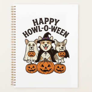 Happy Howl-O-Ween Corgi Halloween Dog Vector Desig Planner