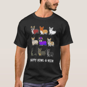Happy Howl o ween Corgis Dog Halloween Fall Season T-Shirt