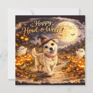 Happy Howl-o-Ween Cute Dog Halloween Design Holiday Card