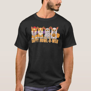 Happy Howl o ween Cute Pet Corgi Dog Halloween Cos T-Shirt