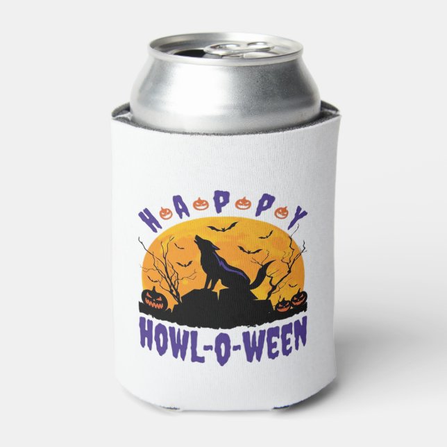 Happy Howl O Ween Howling Halloween Dog Essential  Can Cooler (Can Front)