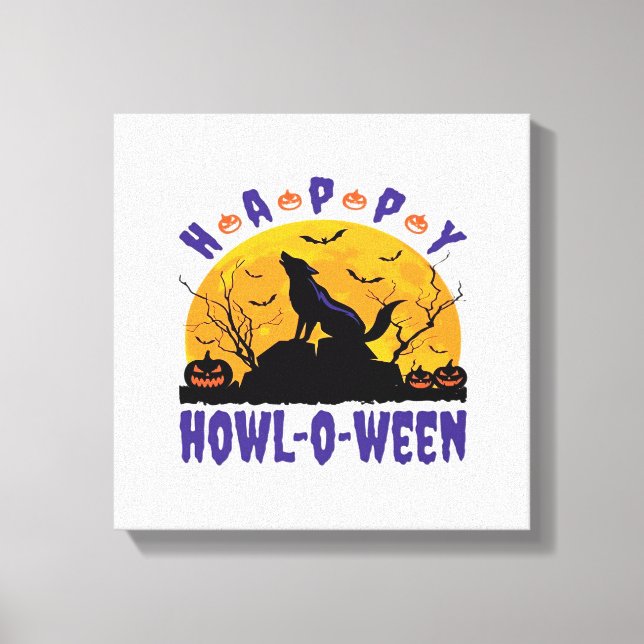 Happy Howl O Ween Howling Halloween Dog Essential  Canvas Print (Front)