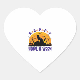 Happy Howl O Ween Howling Halloween Dog Essential  Heart Sticker