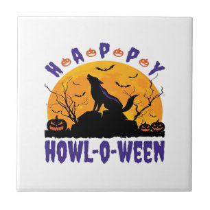 Happy Howl O Ween Howling Halloween Dog Essential Tile