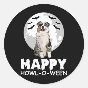 Happy Howl-o-ween Lazy Halloween Costume Cute Dog Classic Round Sticker