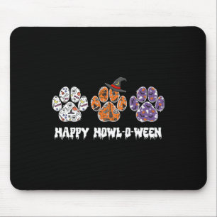 Happy Howl-o-ween Paw Print Halloween Mouse Mat