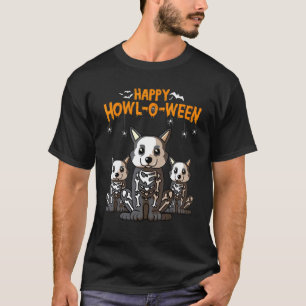 Happy Howl O Ween Welsh Corgi Skeleton Dog Hallowe T-Shirt