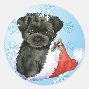 Happy Howliday Affenpinscher Classic Round Sticker