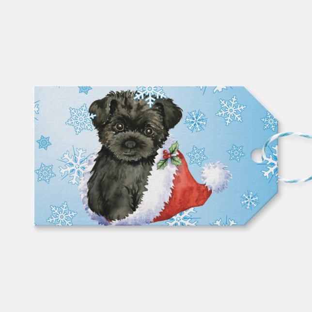 Happy Howliday Affenpinscher Gift Tags (Front (Horizontal))