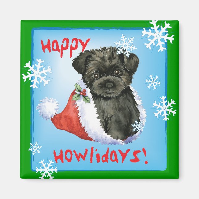 Happy Howliday Affenpinscher Magnet (Front)