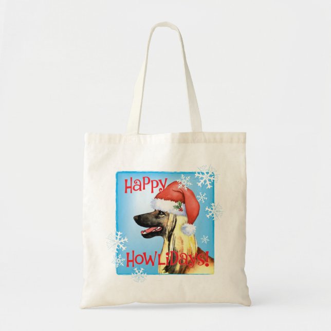 Happy Howliday Afghan Hound Tote Bag (Front)