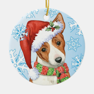 Happy Howliday Basenji Ceramic Tree Decoration
