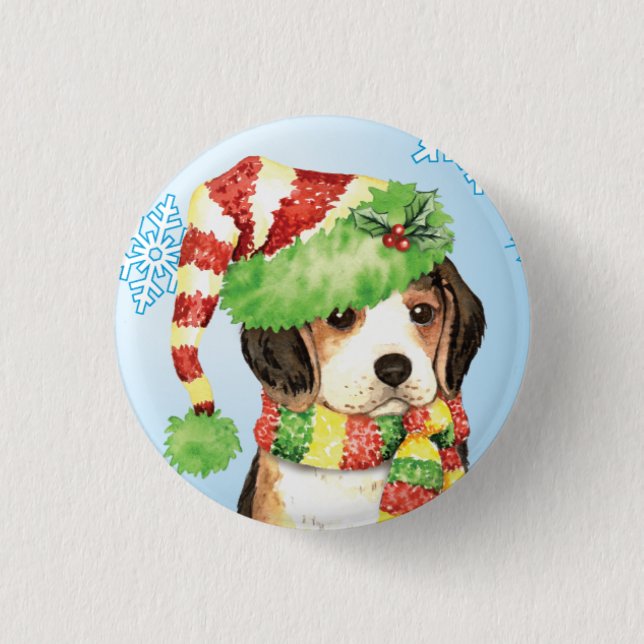 Happy Howliday Beagle 3 Cm Round Badge (Front)