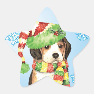 Happy Howliday Beagle Star Sticker