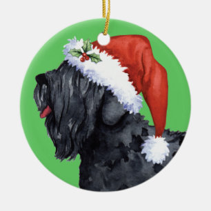 Happy Howliday Black Russian Terrier Ceramic Tree Decoration