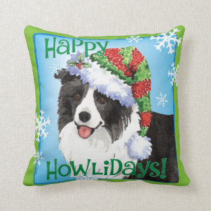 Happy Howliday Border Collie Cushion