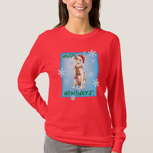 Happy Howliday Borzoi T-Shirt (Front)