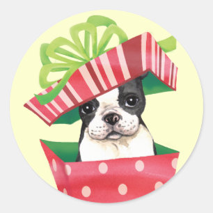 Happy Howliday Boston Terrier Classic Round Sticker