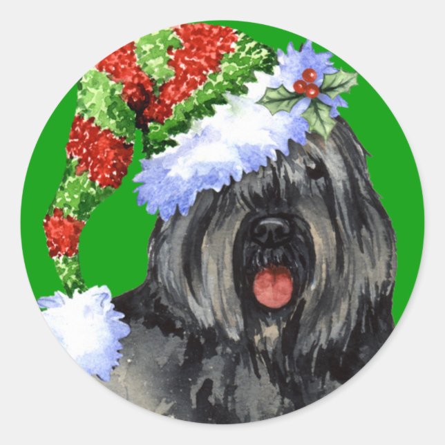 Happy Howliday Bouvier Classic Round Sticker (Front)