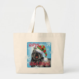 Happy Howliday Bouvier Large Tote Bag