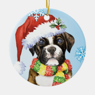 Happy Howliday Boxer Ceramic Tree Decoration