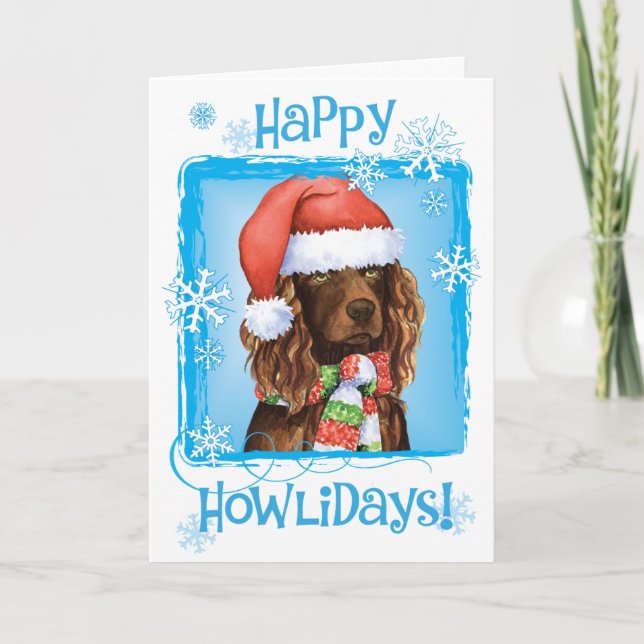 Happy Howliday Boykin Spaniel Holiday Card (Front)