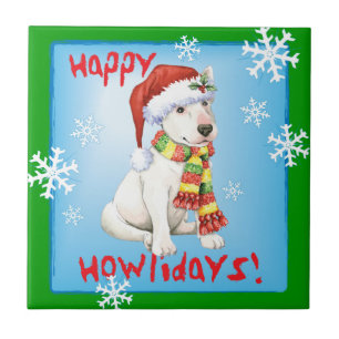 Happy Howliday Bull Terrier Tile