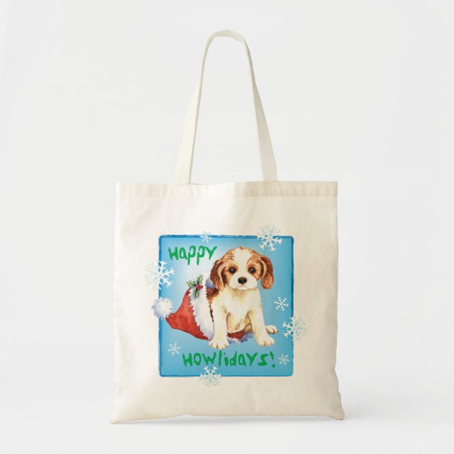 Happy Howliday Cavalier Tote Bag (Front)