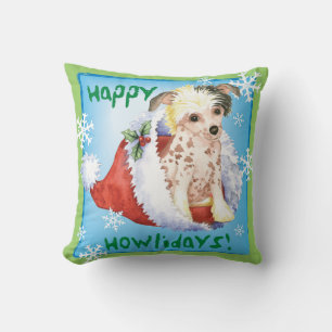 Happy Howliday Chinese Crested Cushion