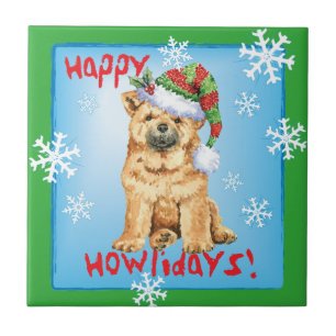 Happy Howliday Chow Chow Tile