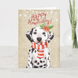 Happy Howliday christmas card dalmation holly