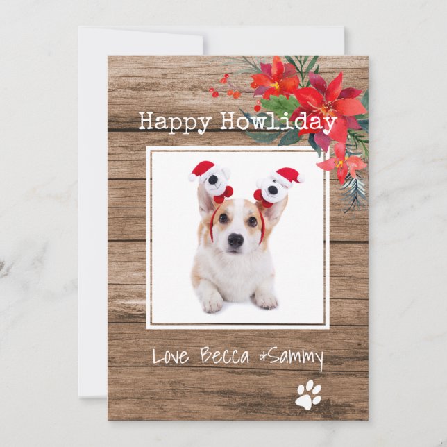 Happy Howliday Christmas Pet Photo Card (Front)