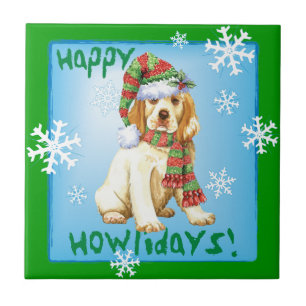 Happy Howliday Clumber Spaniel Tile