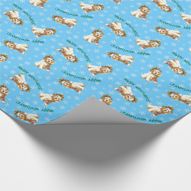 Happy Howliday Clumber Spaniel Wrapping Paper (Corner)
