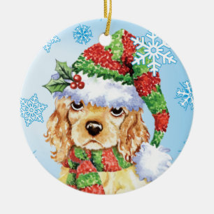 Happy Howliday Cocker Spaniel Ceramic Tree Decoration